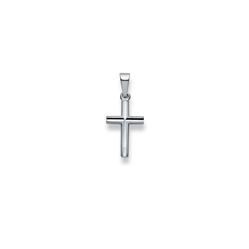 MUAU Schmuck  Pendentif croix en or blanc 750, 23x10mm 