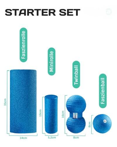 Alopini  Faszien Starter Set 5-teilig, Faszienrollen/Faszienbälle für Verspannungen & Verklebungen 