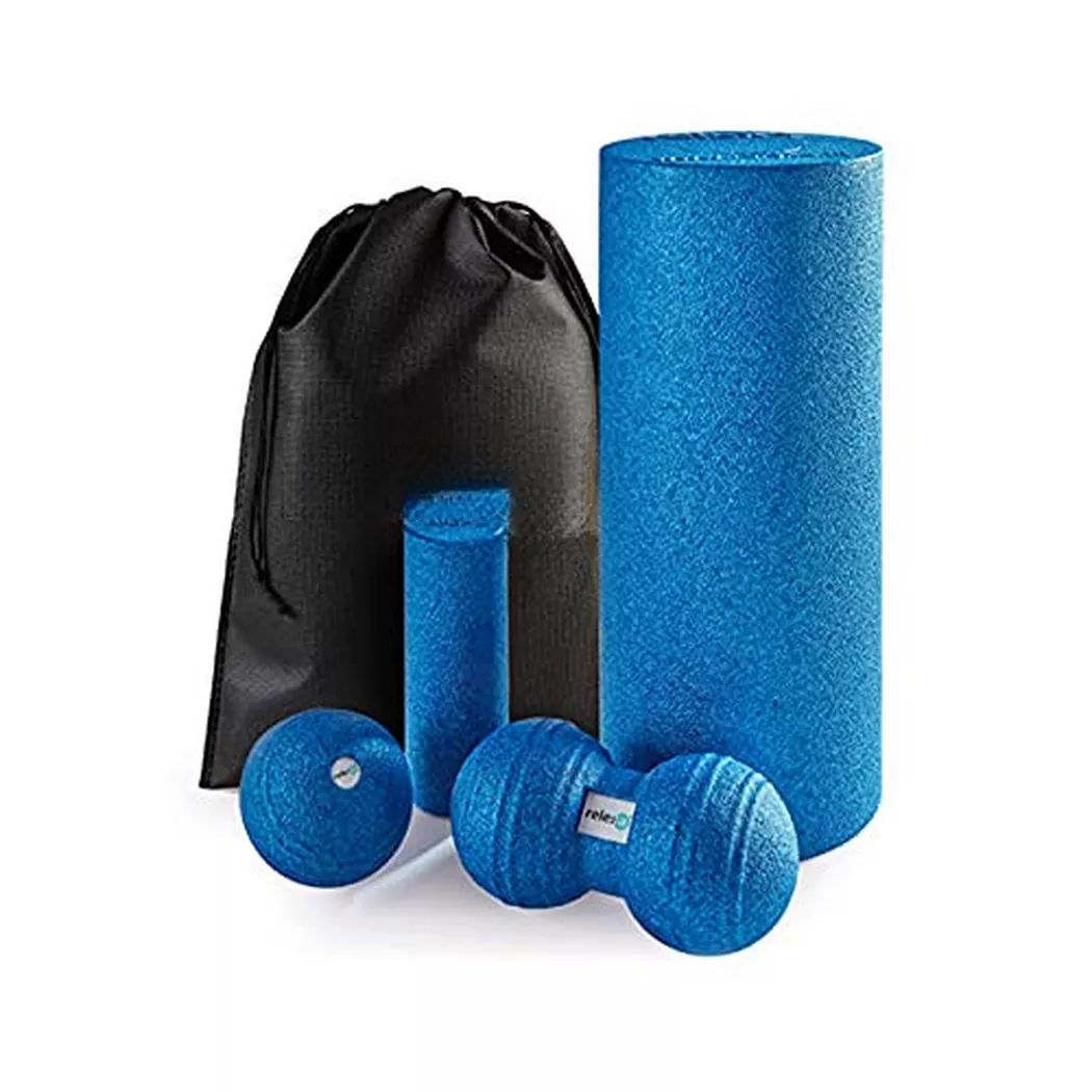 Alopini - Faszien Starter Set 5-teilig, Faszienrollen/Faszienbälle für Verspannungen & Verklebungen, One Size, Blau