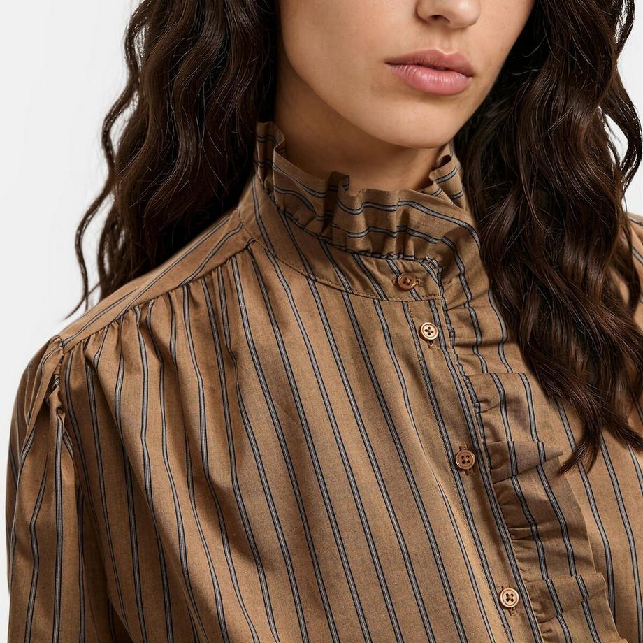 La Redoute Collections Camicia a righe con colletto arricciato  