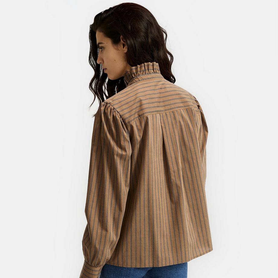 La Redoute Collections Camicia a righe con colletto arricciato  