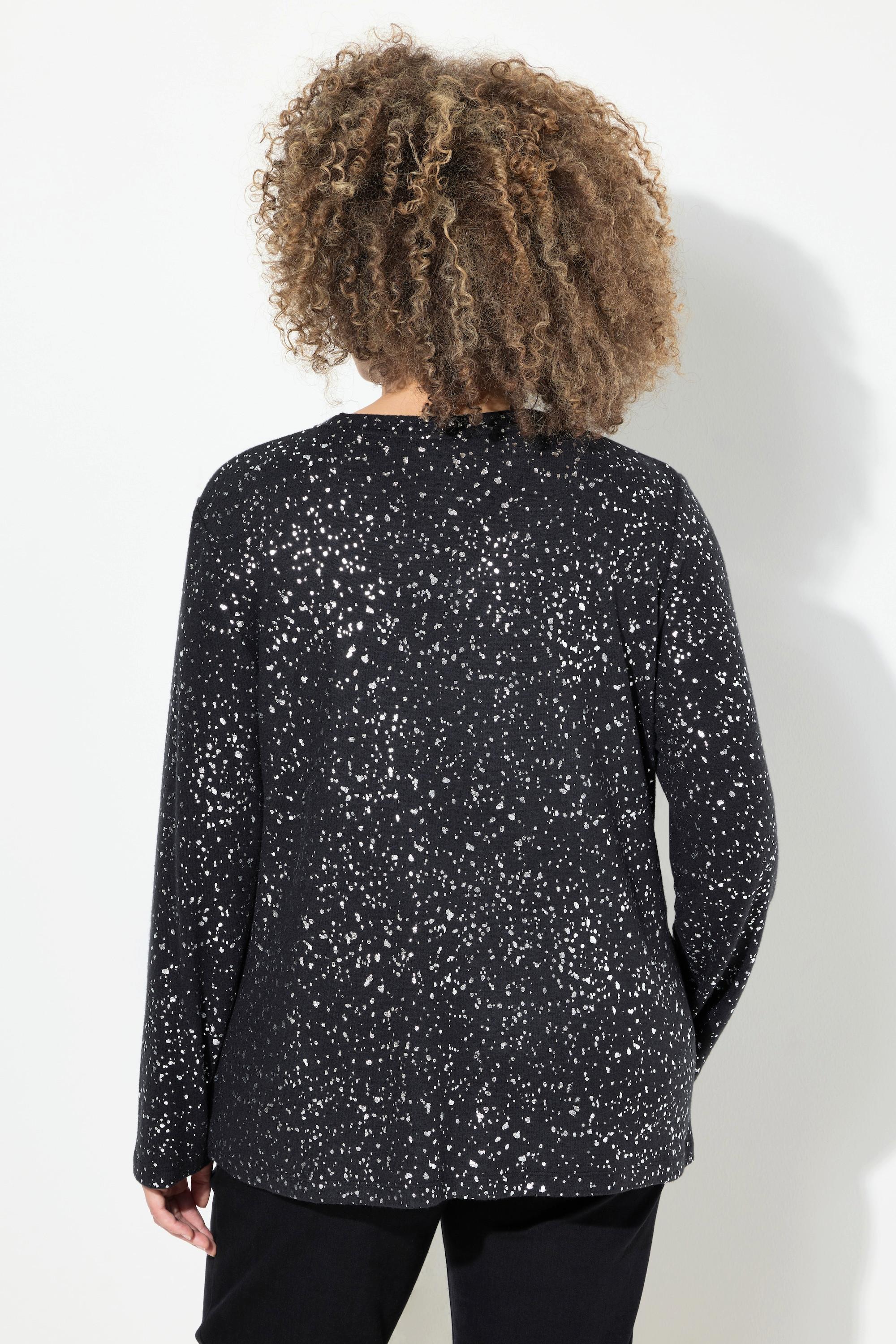 Ulla Popken Flocons de Neige Col V Manches Longues Sweat-shirt  