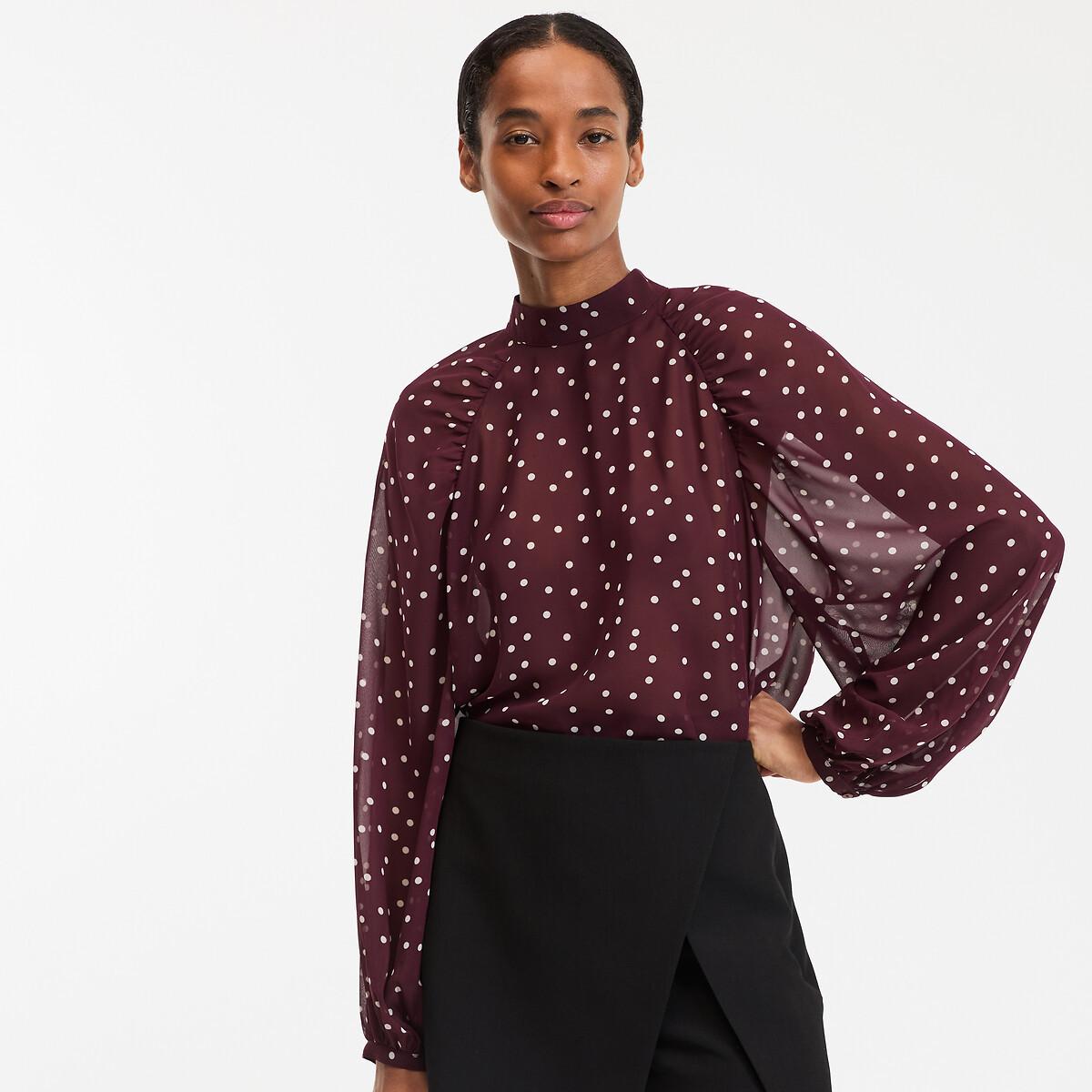 La Redoute Collections Bluse Stehkragen Tupfenmuster  