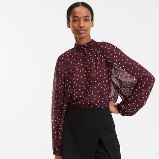 La Redoute Collections Bluse Stehkragen Tupfenmuster  