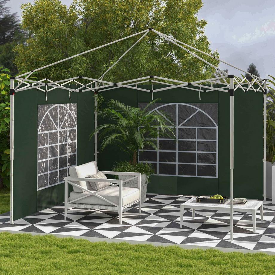 Northio 2er-Set Seitenteile für Pavillon 3x3/3x6 m, Seitenwand mit Fenster und Klettverschluss, wasserdicht Seitenwände aus Oxfordstoff, als Windschutz und Sichtschutz für Partyzelt, Grün  