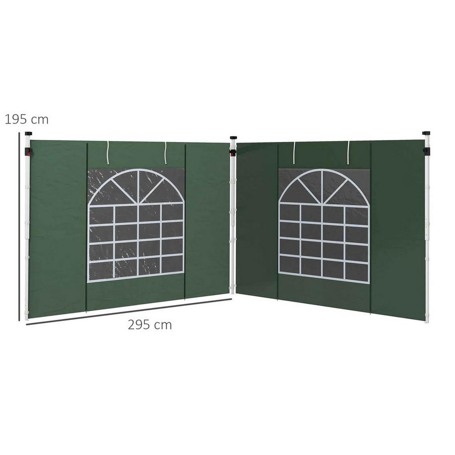 Northio 2er-Set Seitenteile für Pavillon 3x3/3x6 m, Seitenwand mit Fenster und Klettverschluss, wasserdicht Seitenwände aus Oxfordstoff, als Windschutz und Sichtschutz für Partyzelt, Grün  