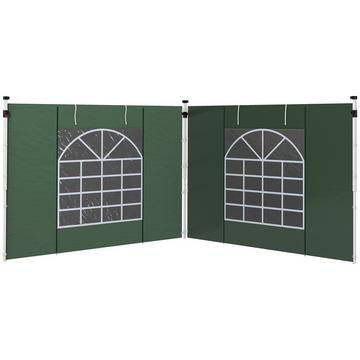 Set di 2 pareti laterali per gazebo 3x3/3x6 m, parete laterale con finestra e chiusura in velcro, pareti laterali impermeabili in tessuto Oxford, come protezione dal vento e protezione dagli sguardi indiscreti per tenda da festa, verde