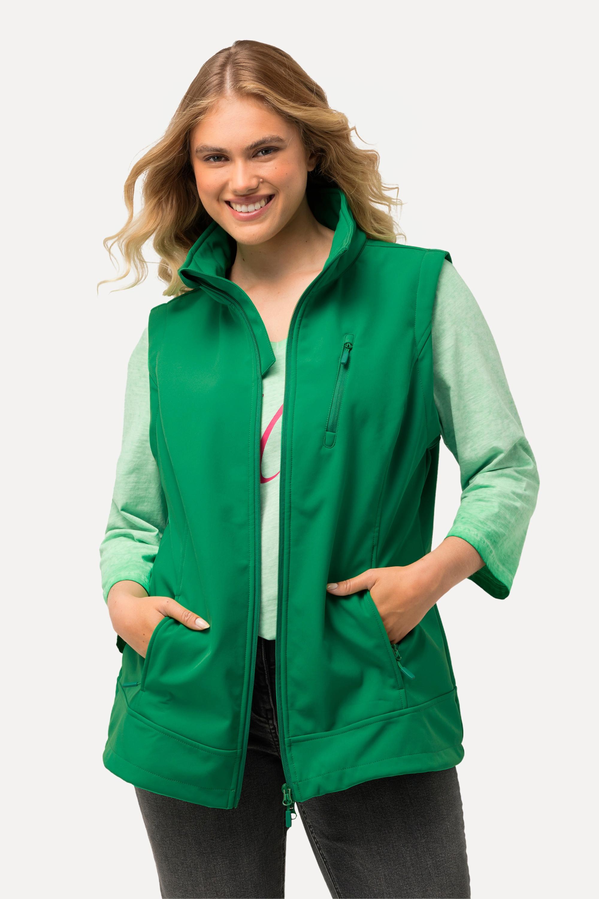 Ulla Popken  Softshellweste, Fleecefutter, 2-Wege-Zipper, Stehkragen 