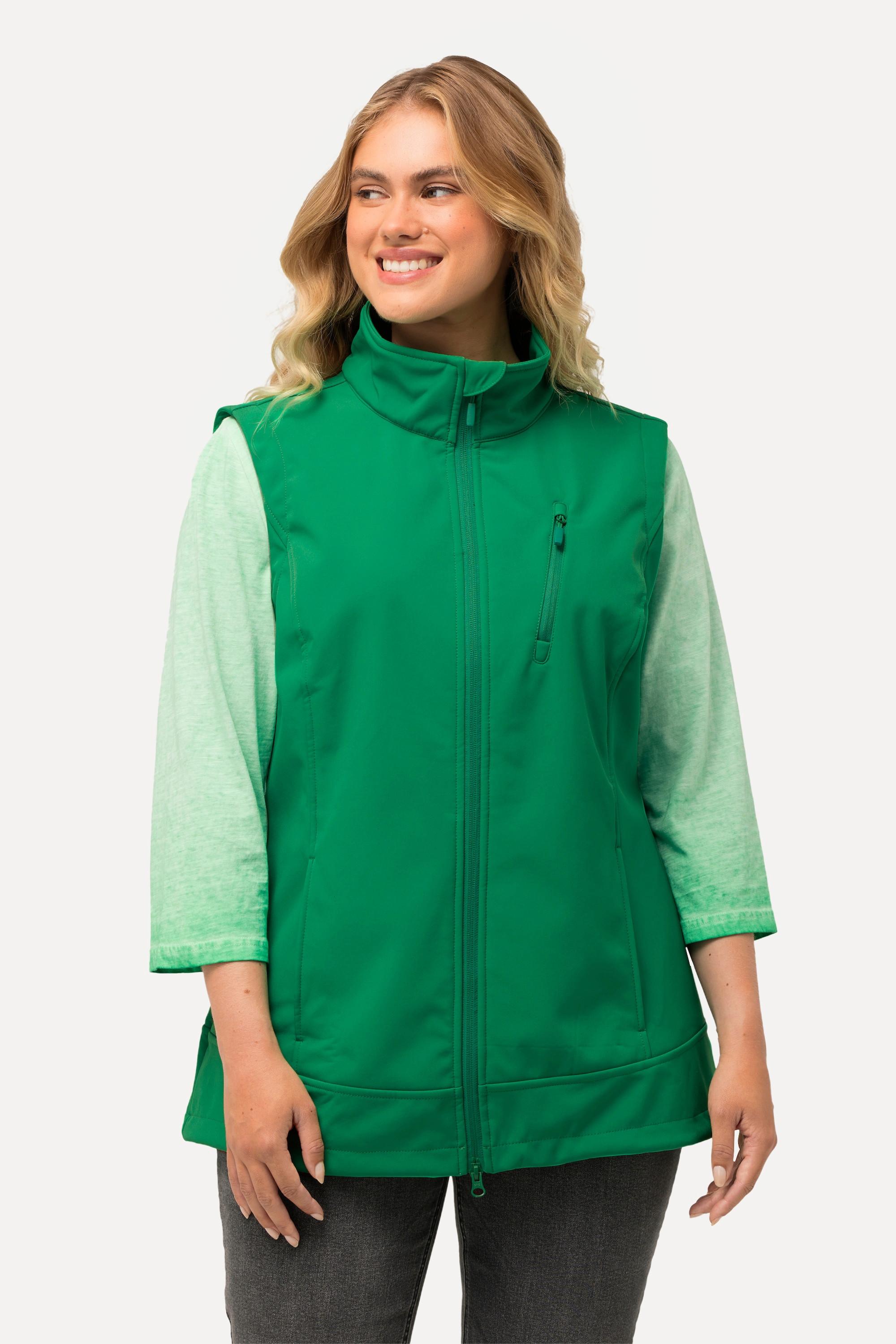 Ulla Popken  Softshellweste, Fleecefutter, 2-Wege-Zipper, Stehkragen 