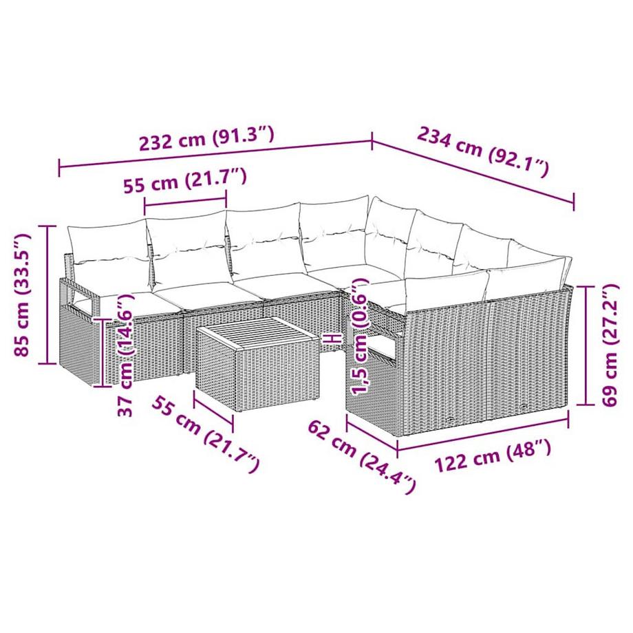 VidaXL Modulare sofagarnitur poly-rattan  