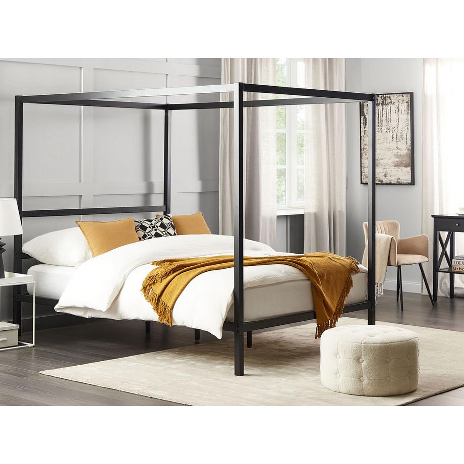 Beliani Lit à baldaquin en Acier Industriel LESTARDS  