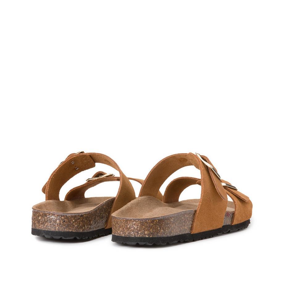 La Redoute Collections Zwei Riemen Veloursleder Pantoletten  