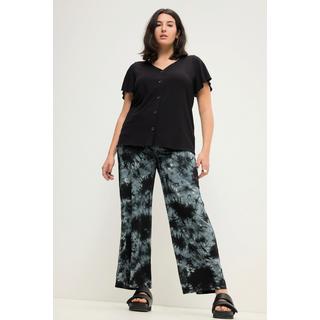 Studio Untold  Pantalon taille haute à jambes larges et taille partiellement élastique. Imprimé batik 