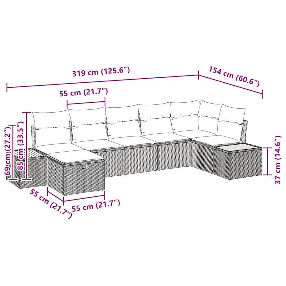 VidaXL Mobilier de jardin poly rattan  