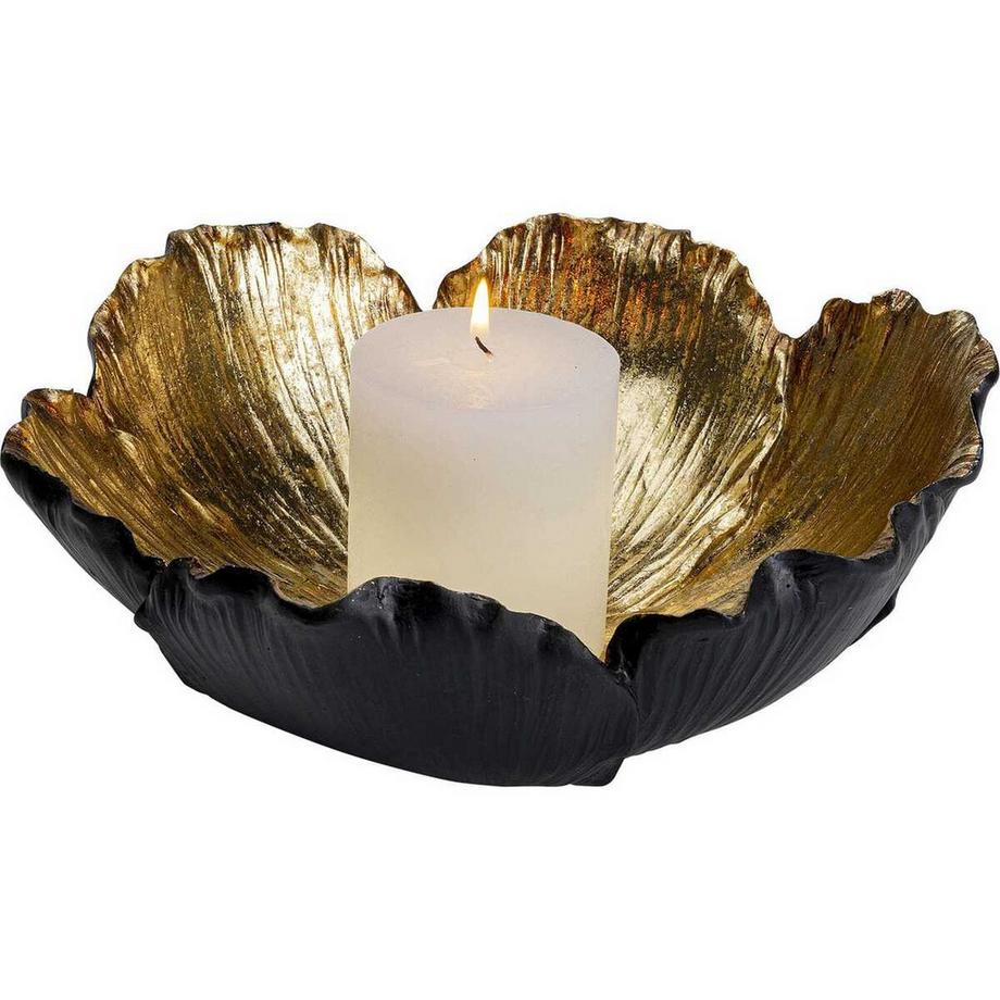 KARE Design Coupe décorative Flower Bloom noir or ronde 25  