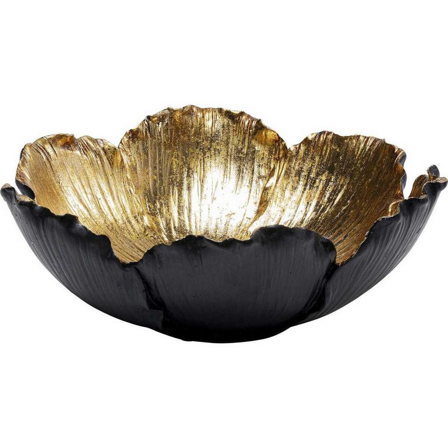 KARE Design Coupe décorative Flower Bloom noir or ronde 25  