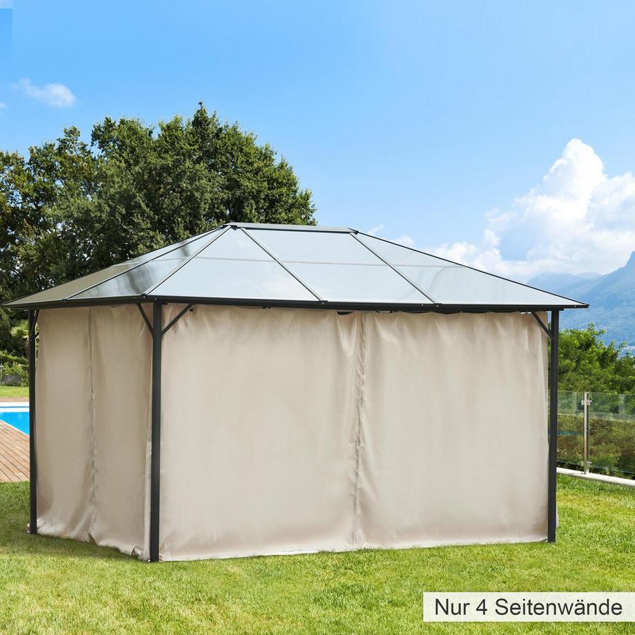 Northio Gazebo 4 Pannelli Laterali Per Padiglione Da Giardino 3X4 M Tenda Da Festa Poliestere Beige 352 X 205 Cm  