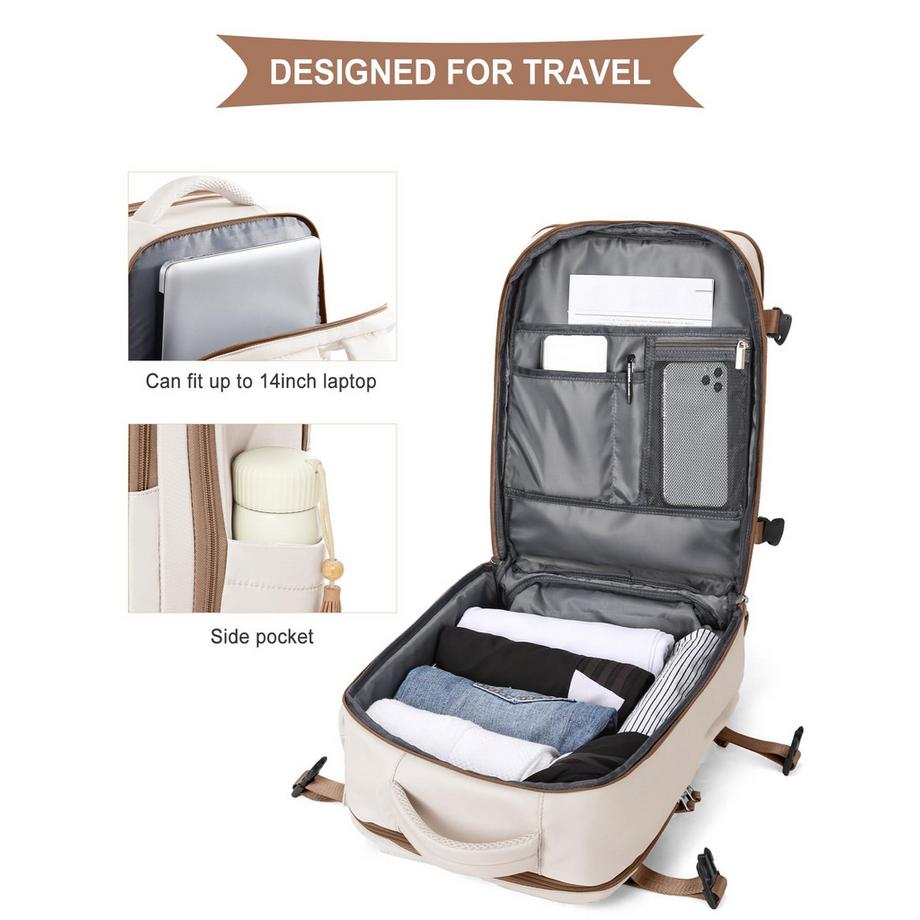 Only-bags.store Sac à dos de voyage pour bagage à main d'avion avec compartiment pour ordinateur portable et compartiment à chaussures  