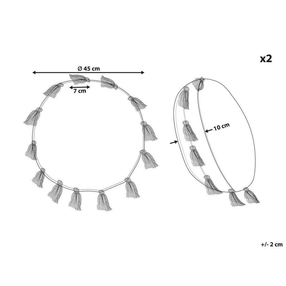 Beliani Lot de 2 coussins décoratifs en Coton Boho MADIA  