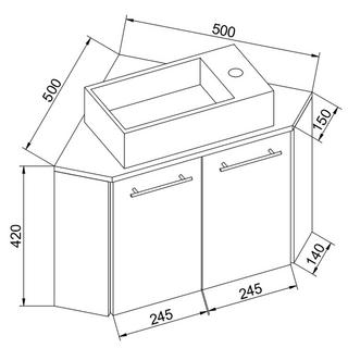 VCM 2-tlg Badmöbel Set Gäste WC Gästebad Waschplatz Waschtisch klein ecke Vilosa  