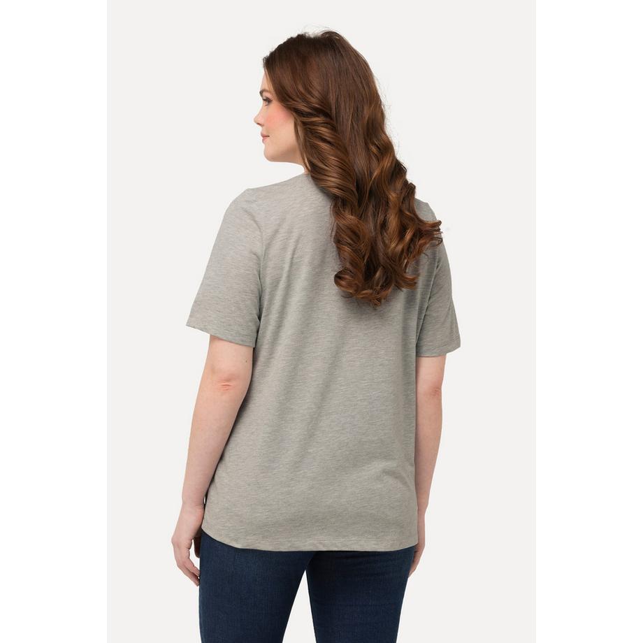 Ulla Popken T-Shirt Classic Faon Fleuri Col V Manches Courtes  