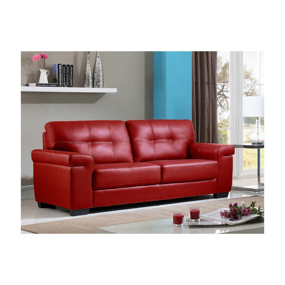 Vente-unique Divano 3 posti in pelle Rosso HAZEL  