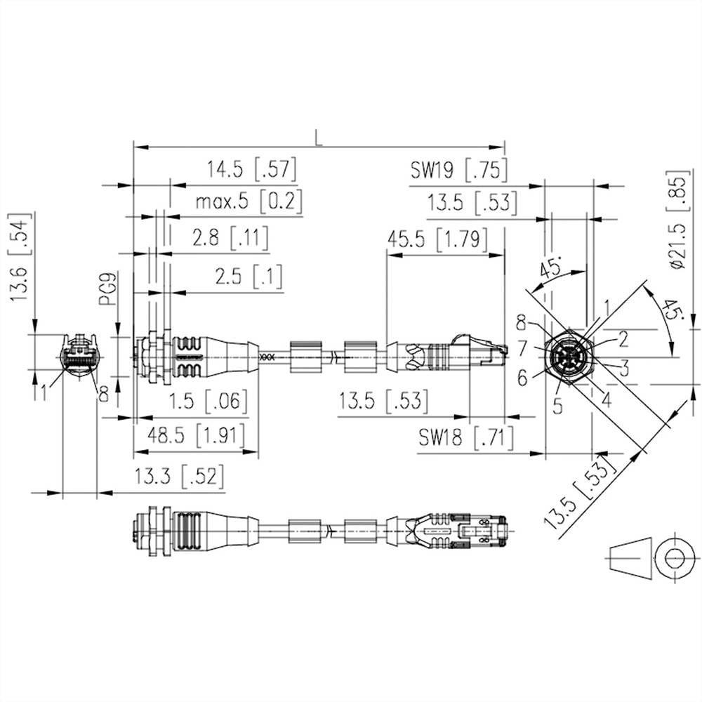 METZ CONNECT  M12 Industrial Ethernet Leitung, X-kodiert, 5.0 m, M12 Buchse gerade - RJ45 Stecker gerade, PUR 