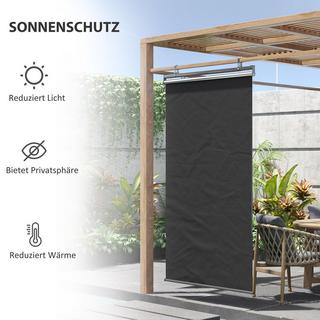 Northio Senkrechtmarkise Balkonsichtschutz Mit Sonnenschutz, 124 X 222Cm Balkonrollo Mit Haken, Sichtschutz Für Pavillon, Pergola, Polyester, Dunkelgrau  