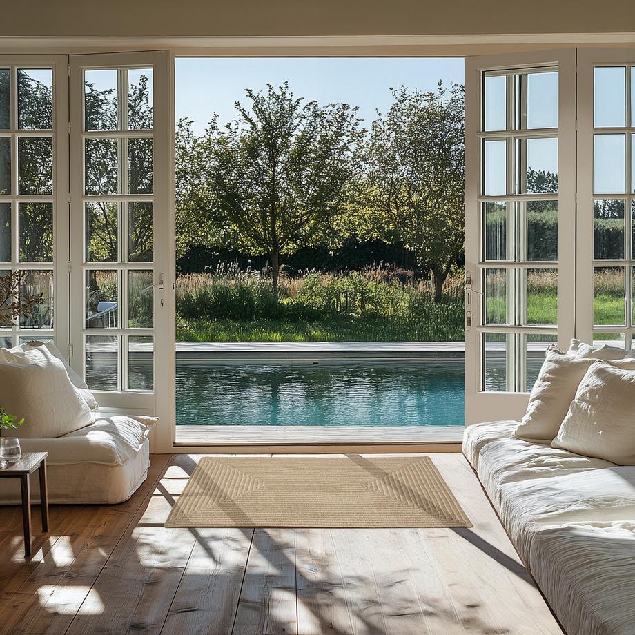 Tectake Geflochtener Teppich Vibe aus Jute, Boho-Stil  