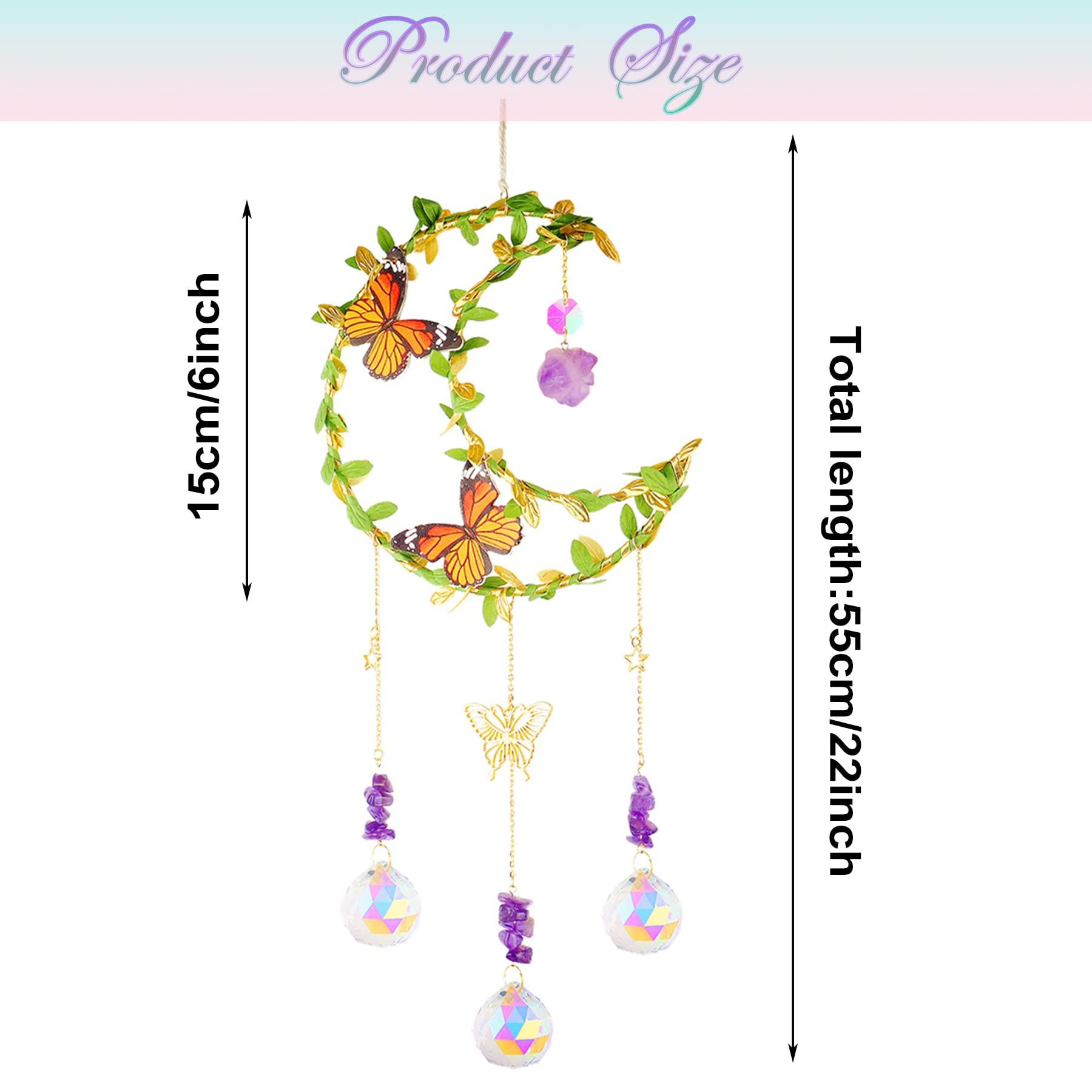 Alopini Cristal de soleil, pendentif lune, décoration de fenêtre, pendentif arc-en-ciel, cristal de soleil, pendentif arc-en-ciel  