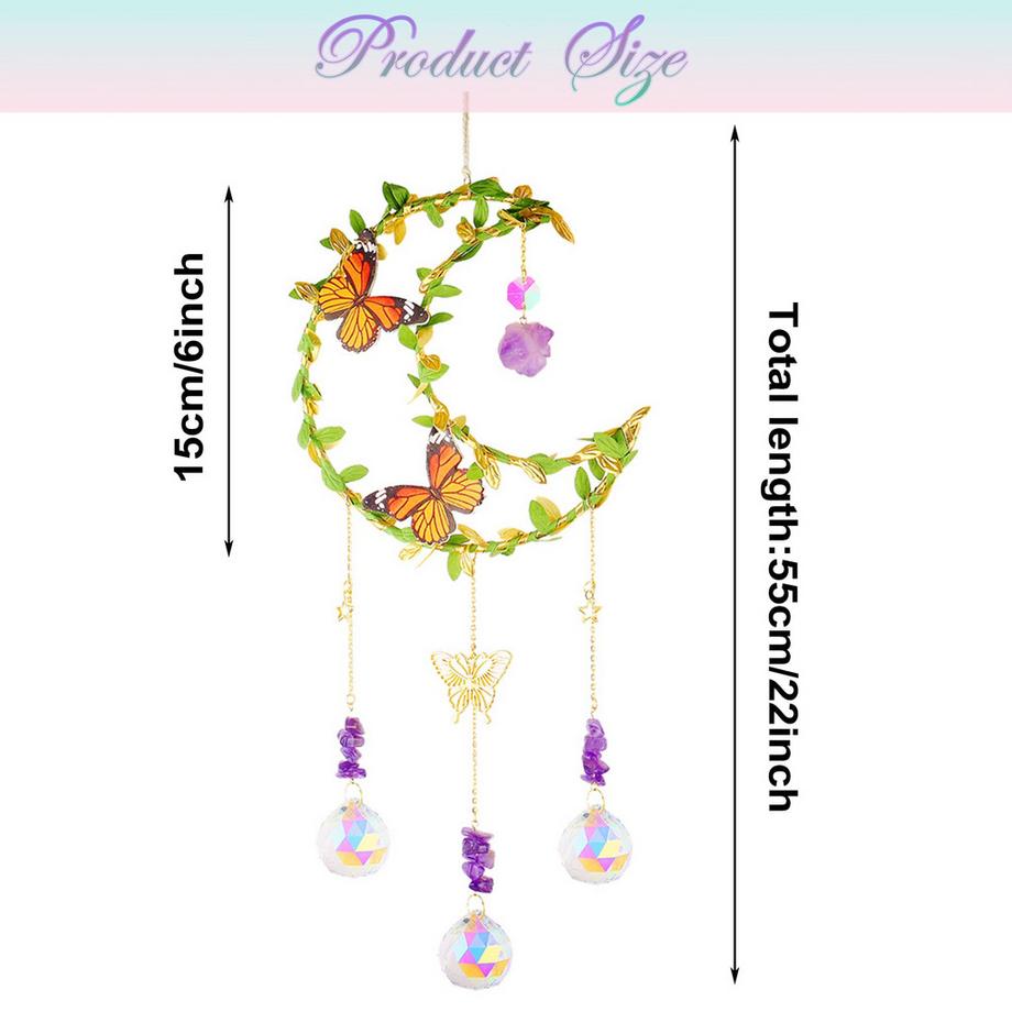 Alopini Sonnenfänger Kristall Fenster, Mond Anhänger Dekoration, Fenster Dekoration hängen, Regenbogen Sonnenfänger Kristall, Regenbogen Anhänger  