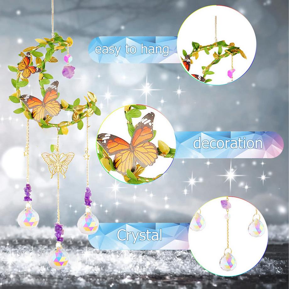 Alopini Sonnenfänger Kristall Fenster, Mond Anhänger Dekoration, Fenster Dekoration hängen, Regenbogen Sonnenfänger Kristall, Regenbogen Anhänger  