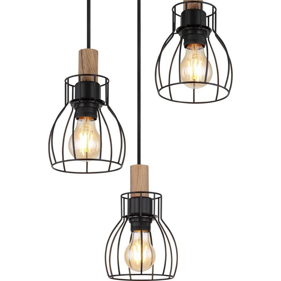 mutoni Lampe à suspension Mina métal noir mat 3xE27  