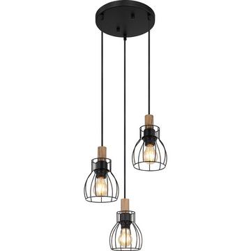 Lampe à suspension Mina métal noir mat 3xE27