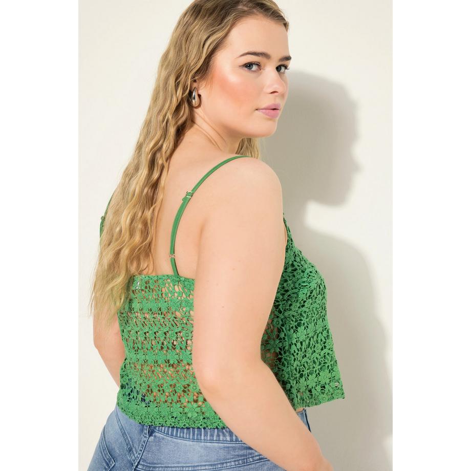 Studio Untold Top Corto Pizzo Uncinetto Spalline Sottili  