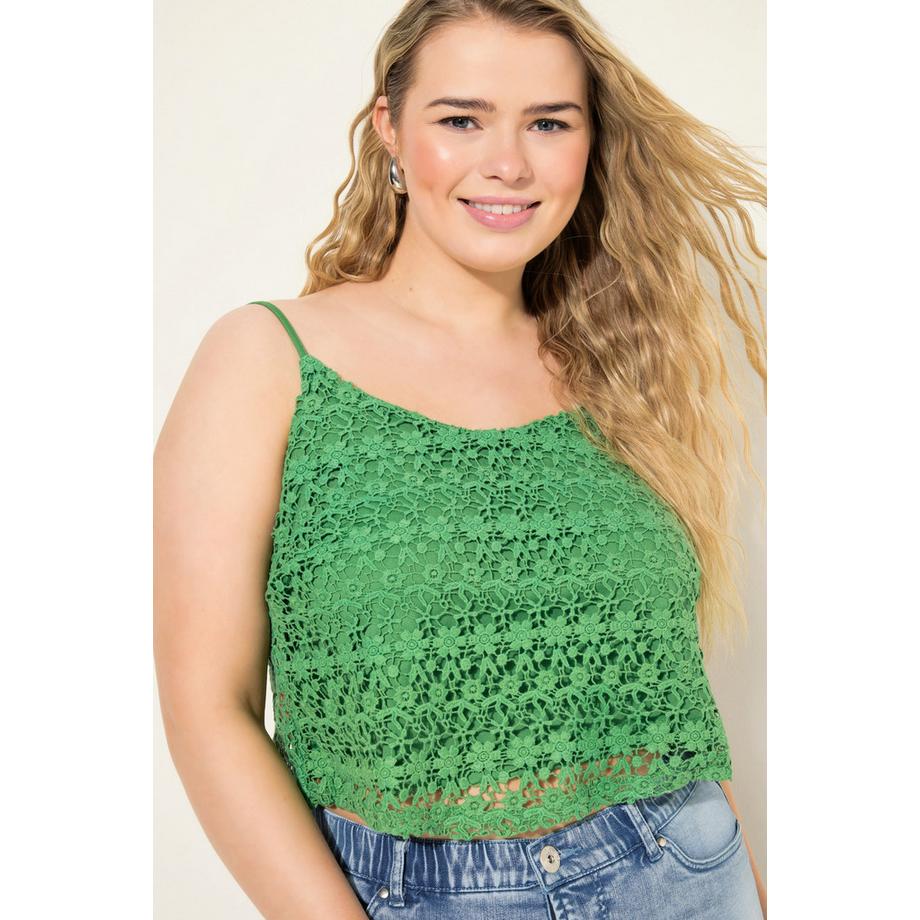 Studio Untold Top Corto Pizzo Uncinetto Spalline Sottili  