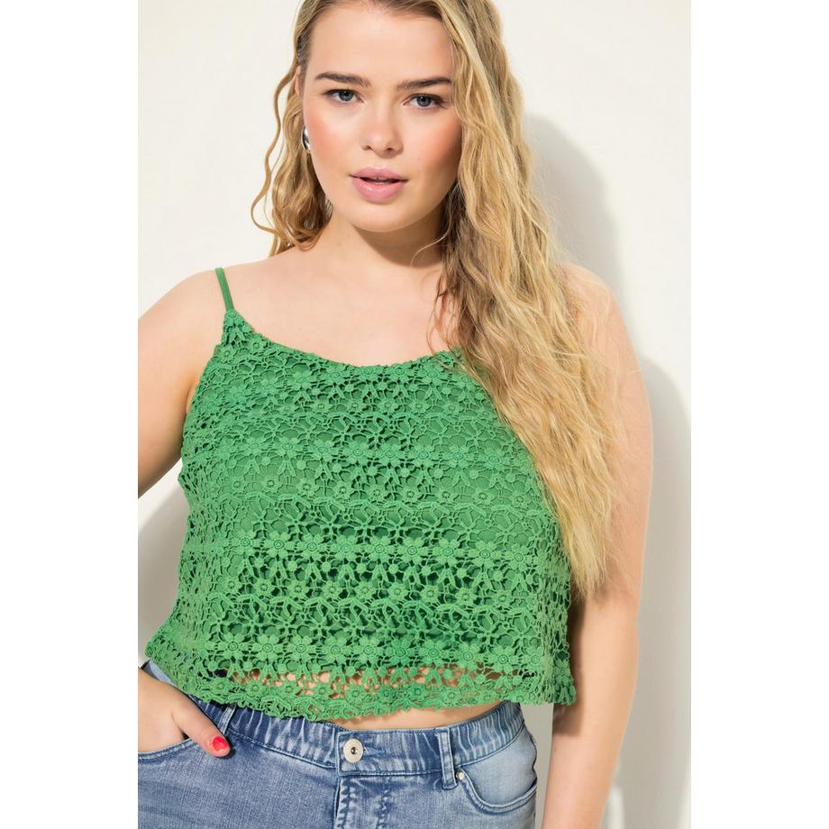 Studio Untold Top Corto Pizzo Uncinetto Spalline Sottili  