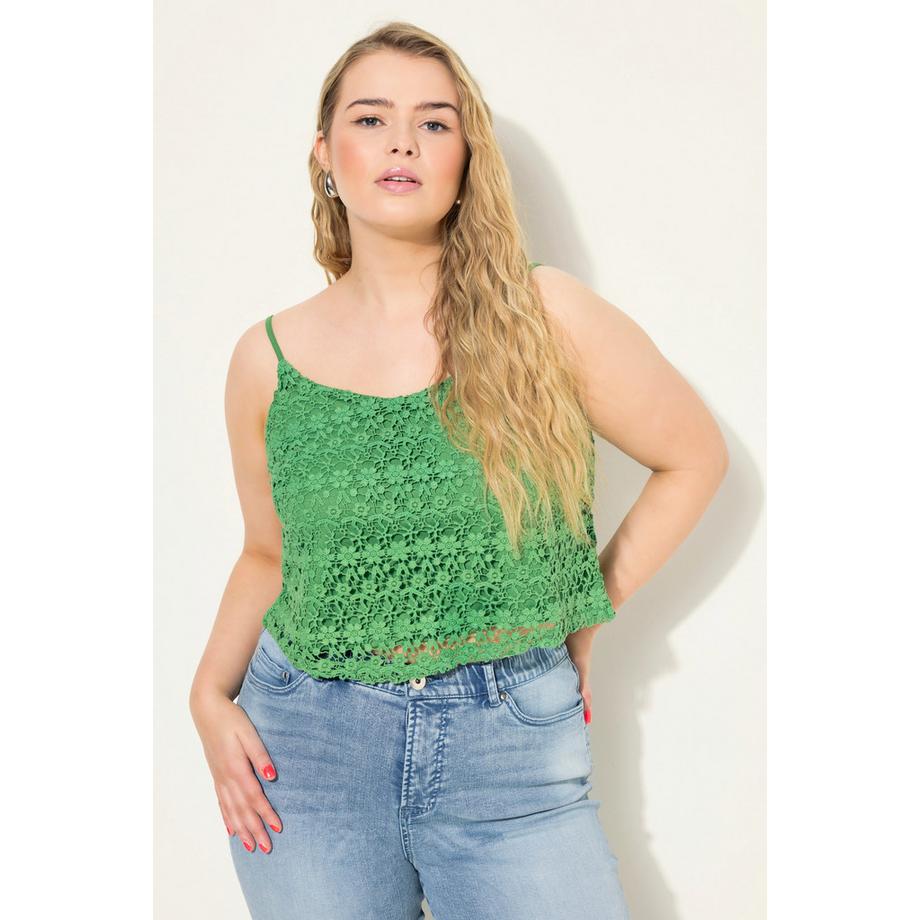 Studio Untold Top Corto Pizzo Uncinetto Spalline Sottili  