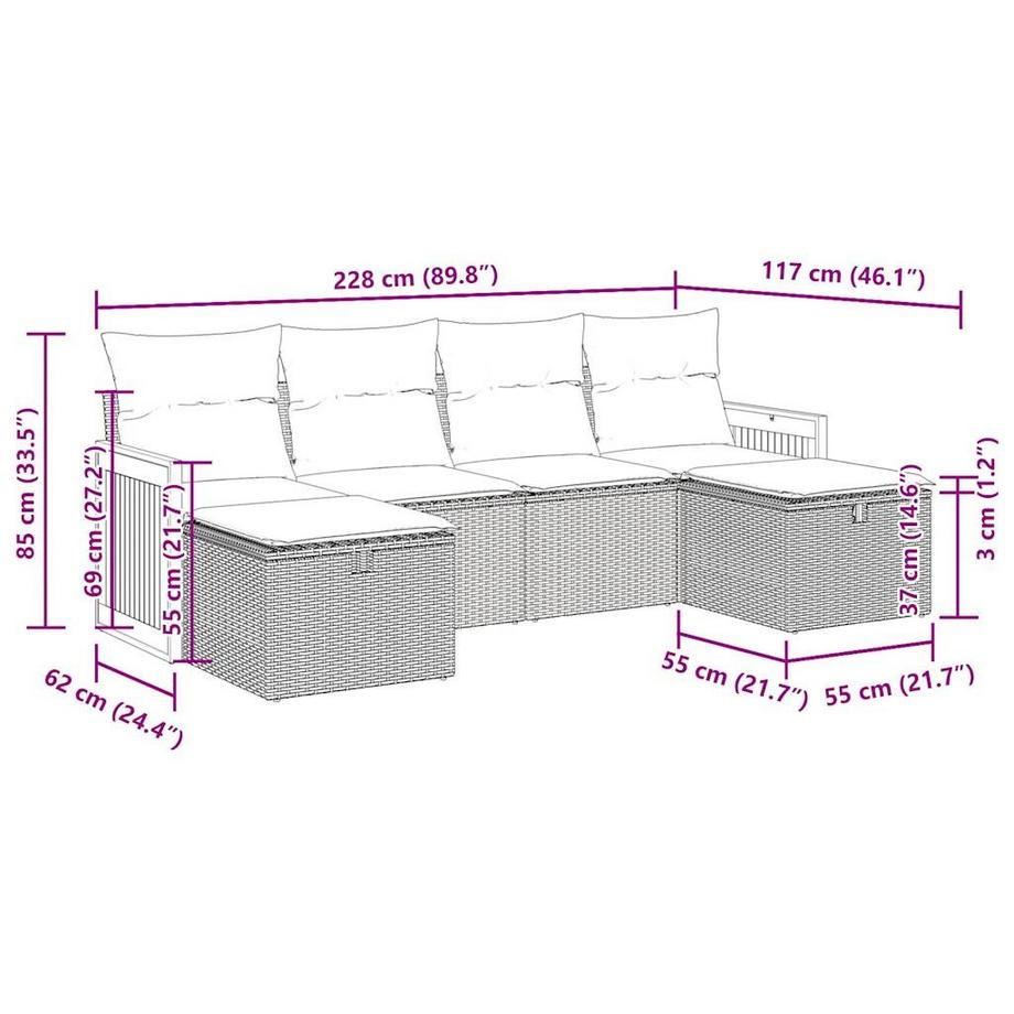 VidaXL Ensemble de canapés de jardin rotin synthétique  