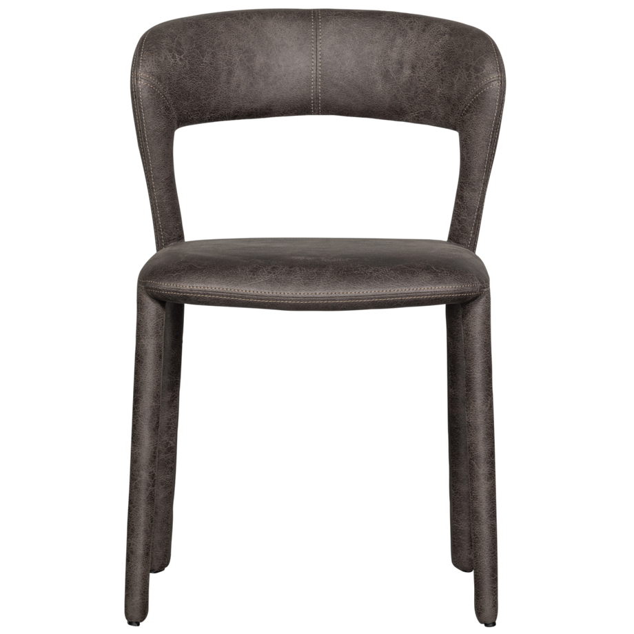 mutoni Sedia da pranzo Noble in pelle nero-grigio  