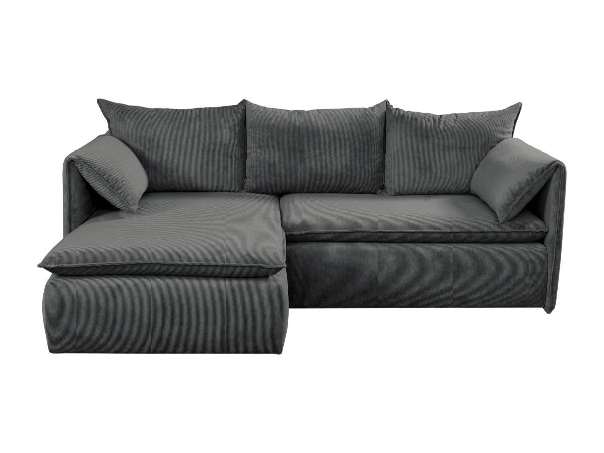 PASCAL MORABITO Ecksofa mit Schlaffunktion - Ecke links - Cord - Anthrazitgrau - TEODORA  