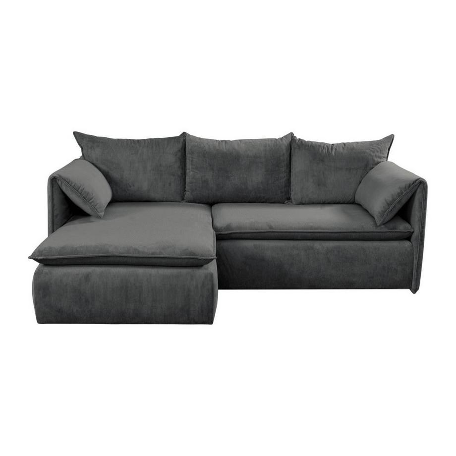 PASCAL MORABITO Ecksofa mit Schlaffunktion - Ecke links - Cord - Anthrazitgrau - TEODORA  