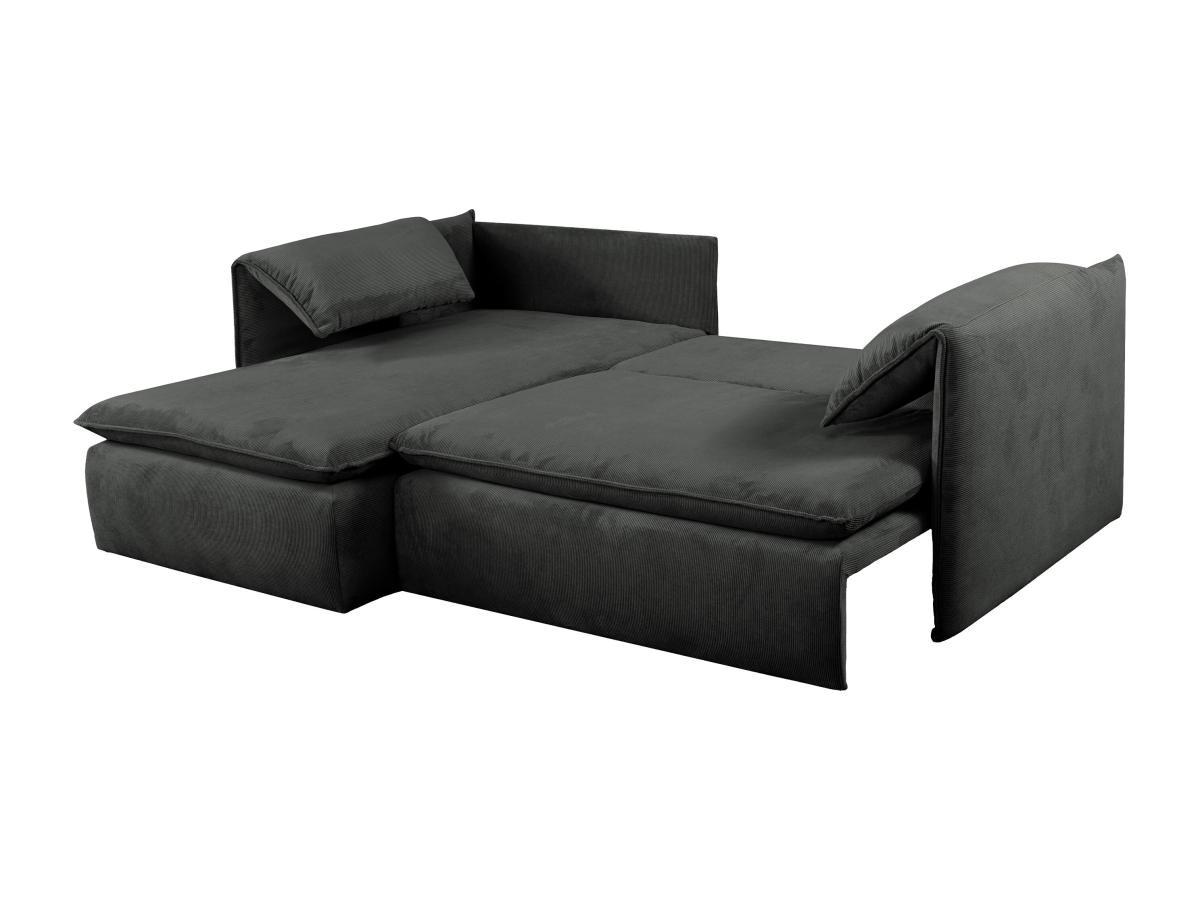 PASCAL MORABITO Ecksofa mit Schlaffunktion - Ecke links - Cord - Anthrazitgrau - TEODORA  