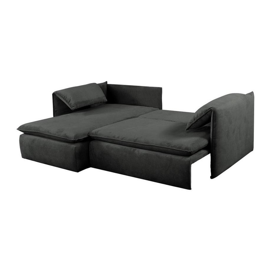 PASCAL MORABITO Ecksofa mit Schlaffunktion - Ecke links - Cord - Anthrazitgrau - TEODORA  