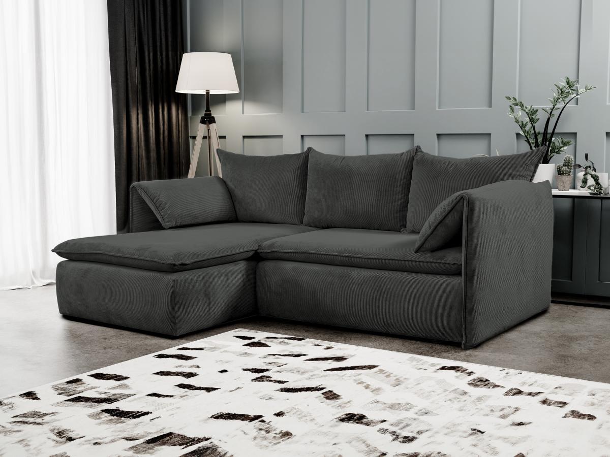 PASCAL MORABITO Ecksofa mit Schlaffunktion - Ecke links - Cord - Anthrazitgrau - TEODORA  