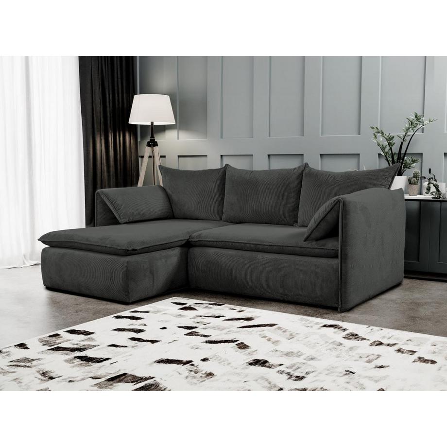 PASCAL MORABITO Ecksofa mit Schlaffunktion - Ecke links - Cord - Anthrazitgrau - TEODORA  