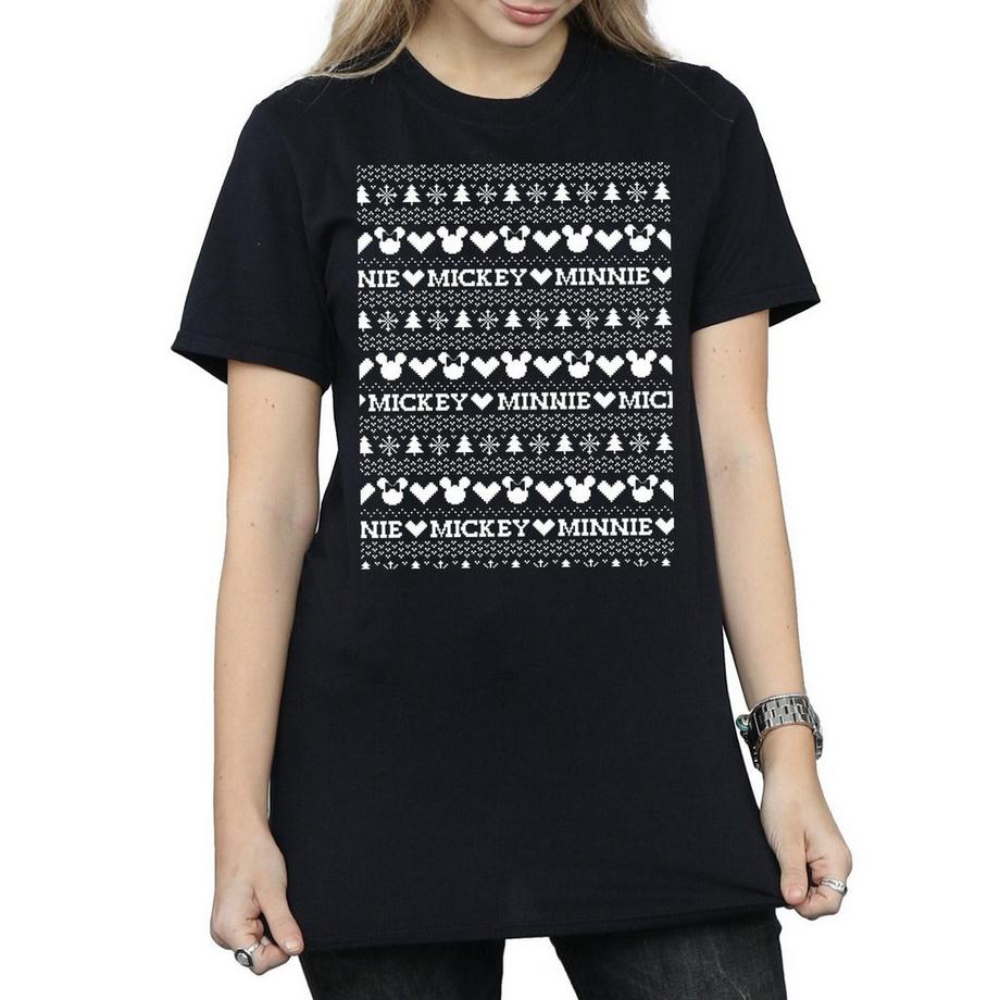 Disney Mickey e Minnie Mouse T-Shirt Maglione Natalizio  