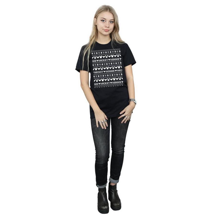 Disney Mickey e Minnie Mouse T-Shirt Maglione Natalizio  