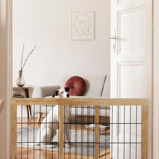 B2X  Portail de sécurité rétractable en bois naturel 