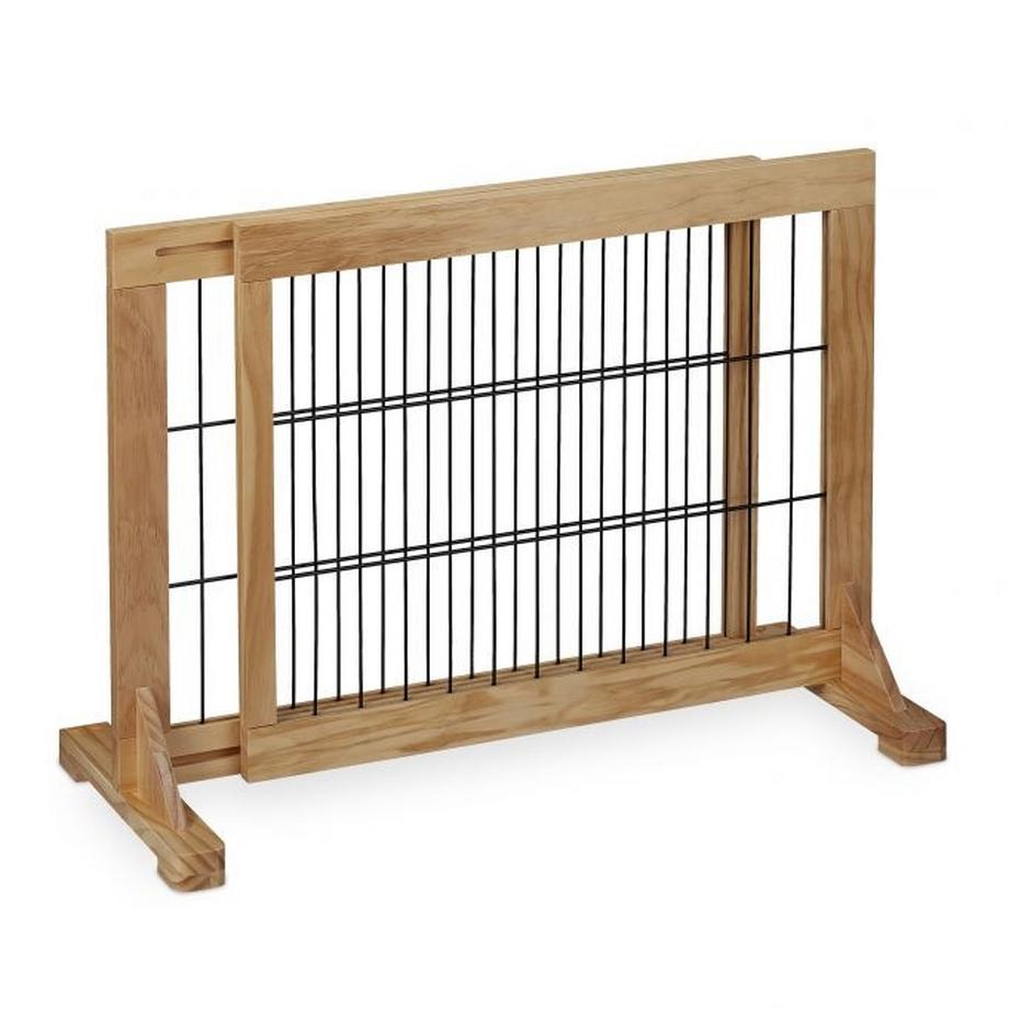 Portail de sécurité rétractable en bois naturel